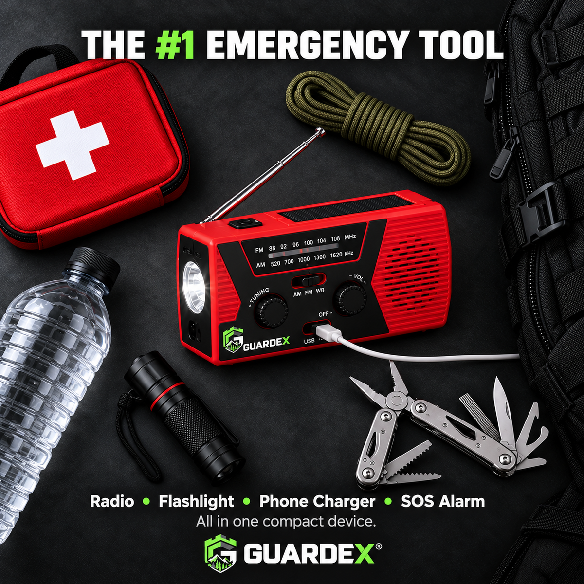 Guardex Lifeline Radio 4-in-1 Survival Tool